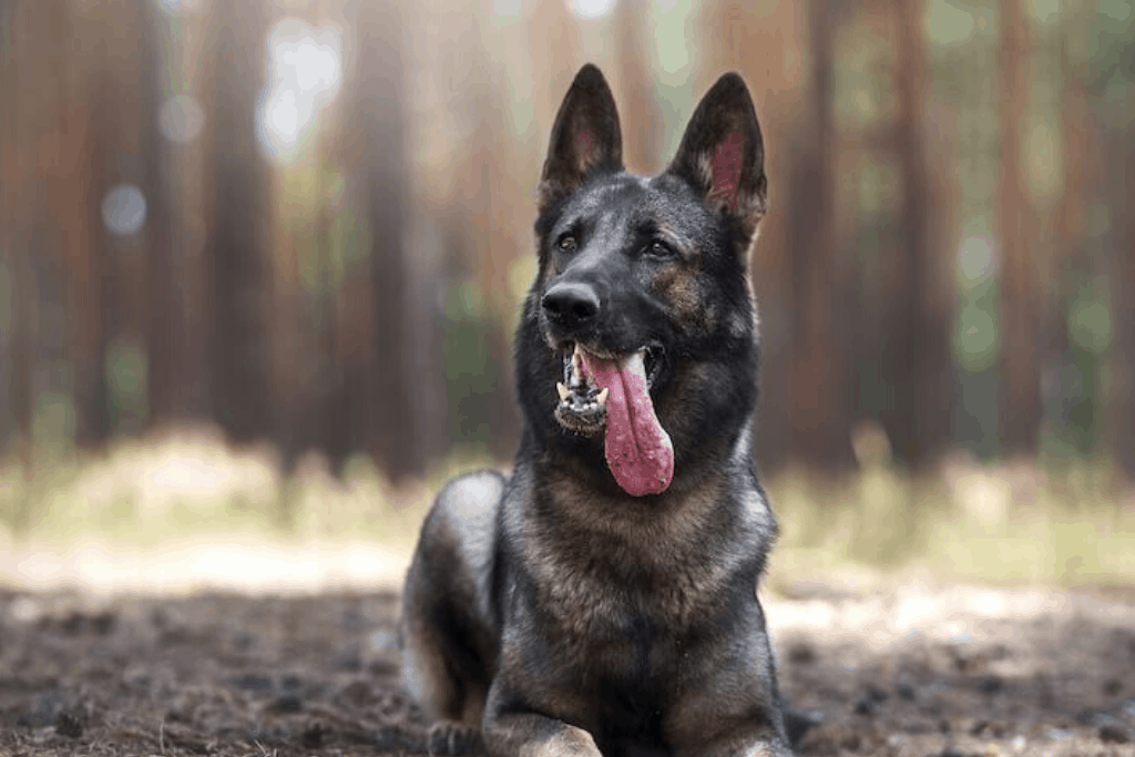 gray german shepherd dog