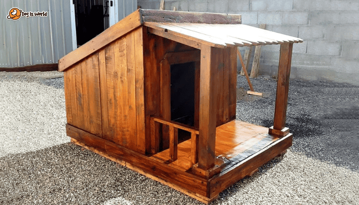 A palleted style dog house. 